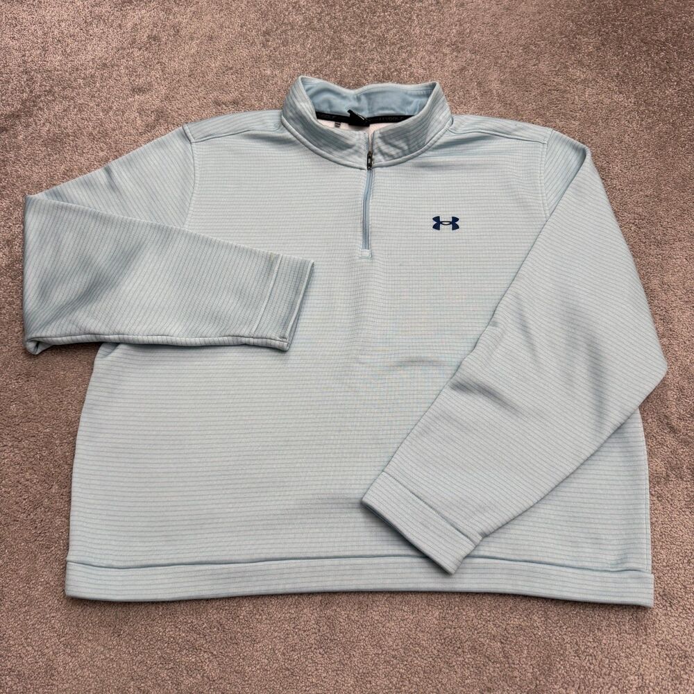 Under Armour Golf Storm Striped Quarter Zip Pullover Jacket Mens 4XL Light Blue